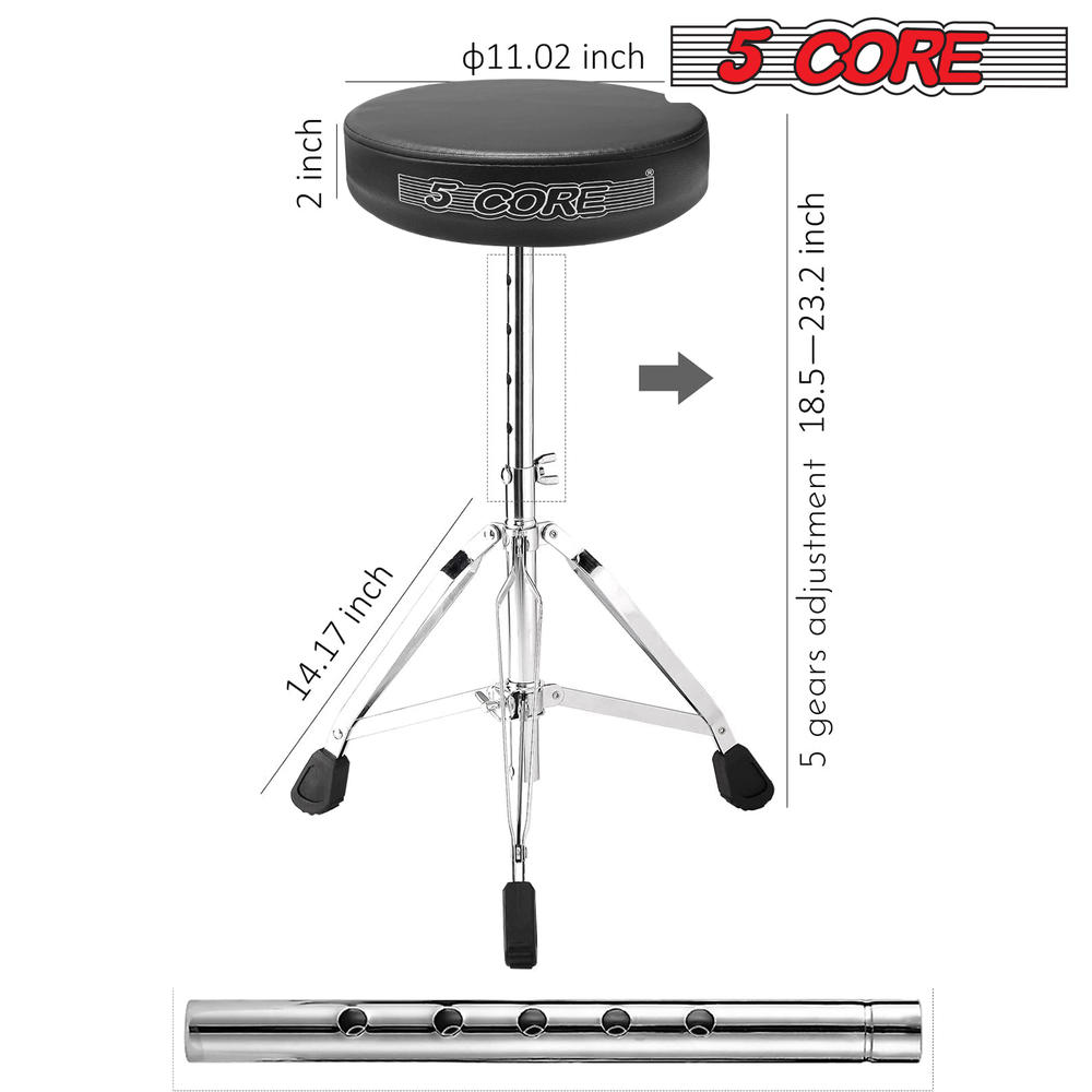 5 Core Drum Throne Padded Percussion Seat Drummers Stool Guitar Chair Stand Black DS CH BLK
