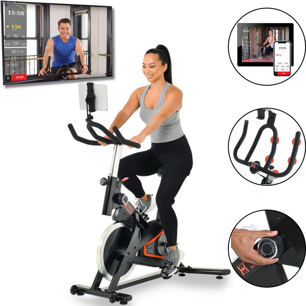 Women's Health Men's Health Bluetooth Indoor Cycling Bike with Silent Belt Drive, 14 Level Magnetic Resistance