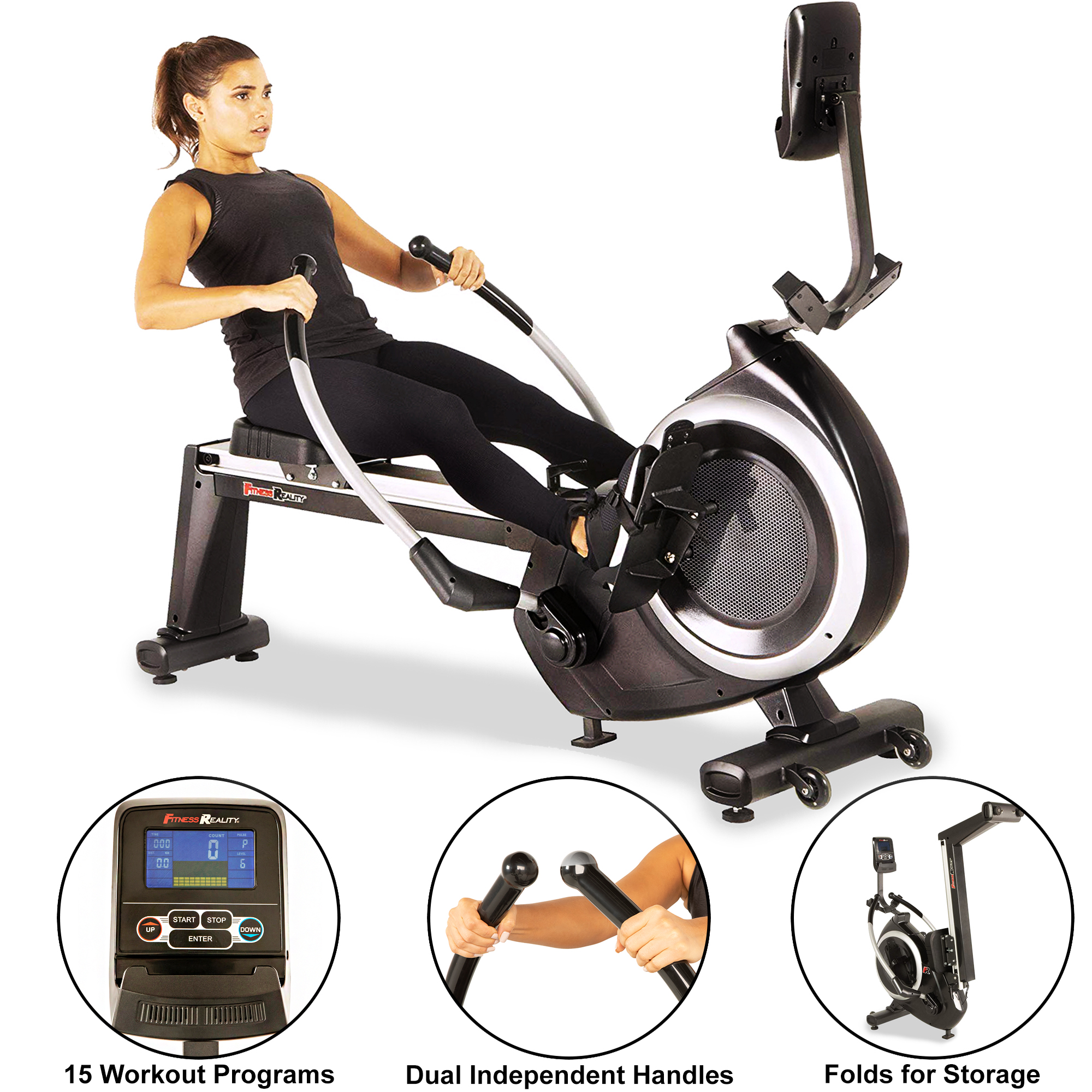 Fitness Reality FITNESS REALITY 4000MR Magnetic Rower Rowing Machine with 15 Workout Programs