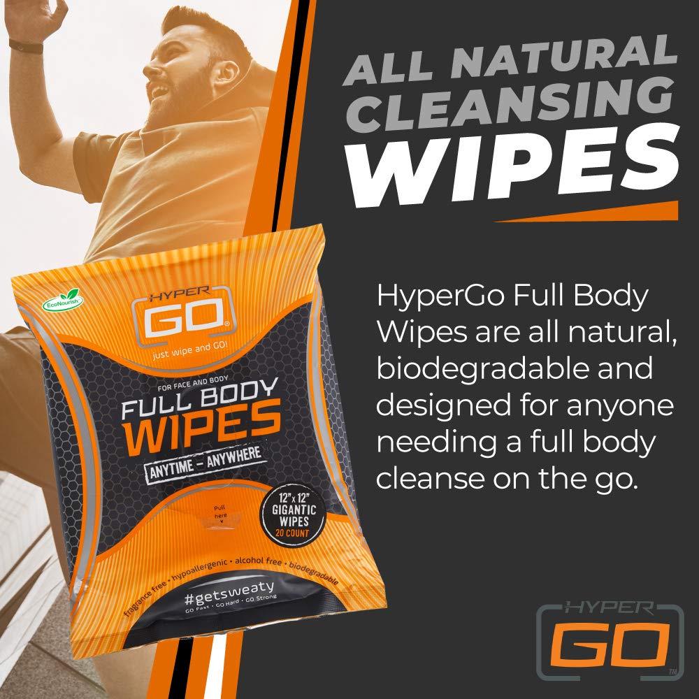 HyperGo Full Body Wipes, All Natural Body Cleansing Wipes, Clean Off
