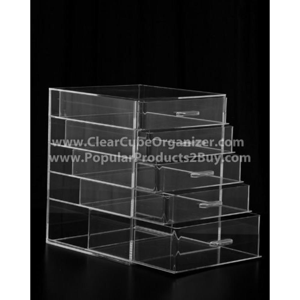 Displays2buy 5 Pull Out drawers Clear Cube Acrylic Organizer
