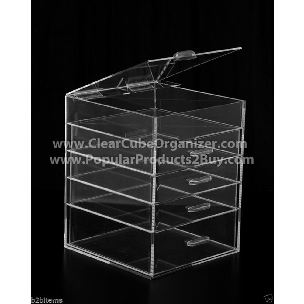 Displays2buy 4 Pull out Drawers plus one w/lid Acrylic Cube Makeup Organizer