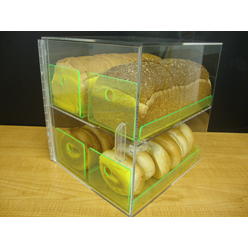Displays2buy Double 2 tiers Display w/4 GREEN NEON trays Bread Donut Bagels Cookie CUPCAKE Pastry Bakery Storage Acrylic Sh
