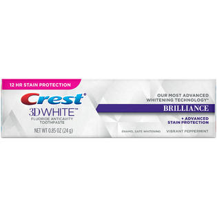 Crest 3d White Brilliance Advanced Whitening Technology Plus Advanced Stain Protection Toothpaste Vibrant Peppermint 0 85 Oz