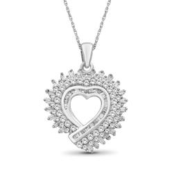 JewelonFire 1 Carat T.W. White Diamond Sterling Silver Spikey Heart Pendant