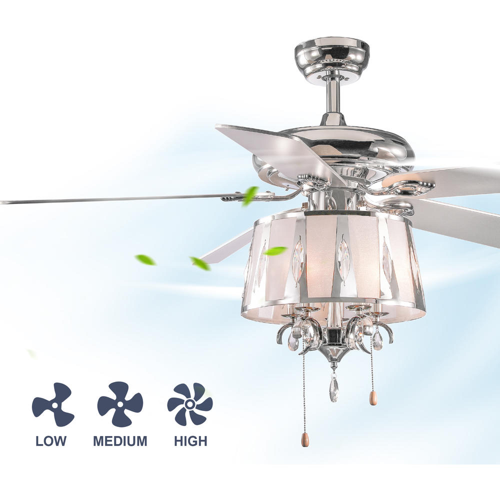Treehouse NY 52" Aries 5 - Blade Chandelier Ceiling Fan with Pull Chain and Light Kit Included