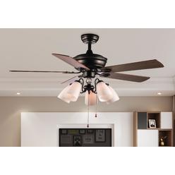 Treehouse NY 52" Aquarius 5 - Blade Chandelier Ceiling Fan with Pull Chain and Light Kit Included