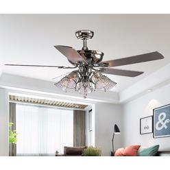 Treehouse NY 52" Leo 5 - Blade Chandelier Ceiling Fan with Remote Control and Light Kit Included