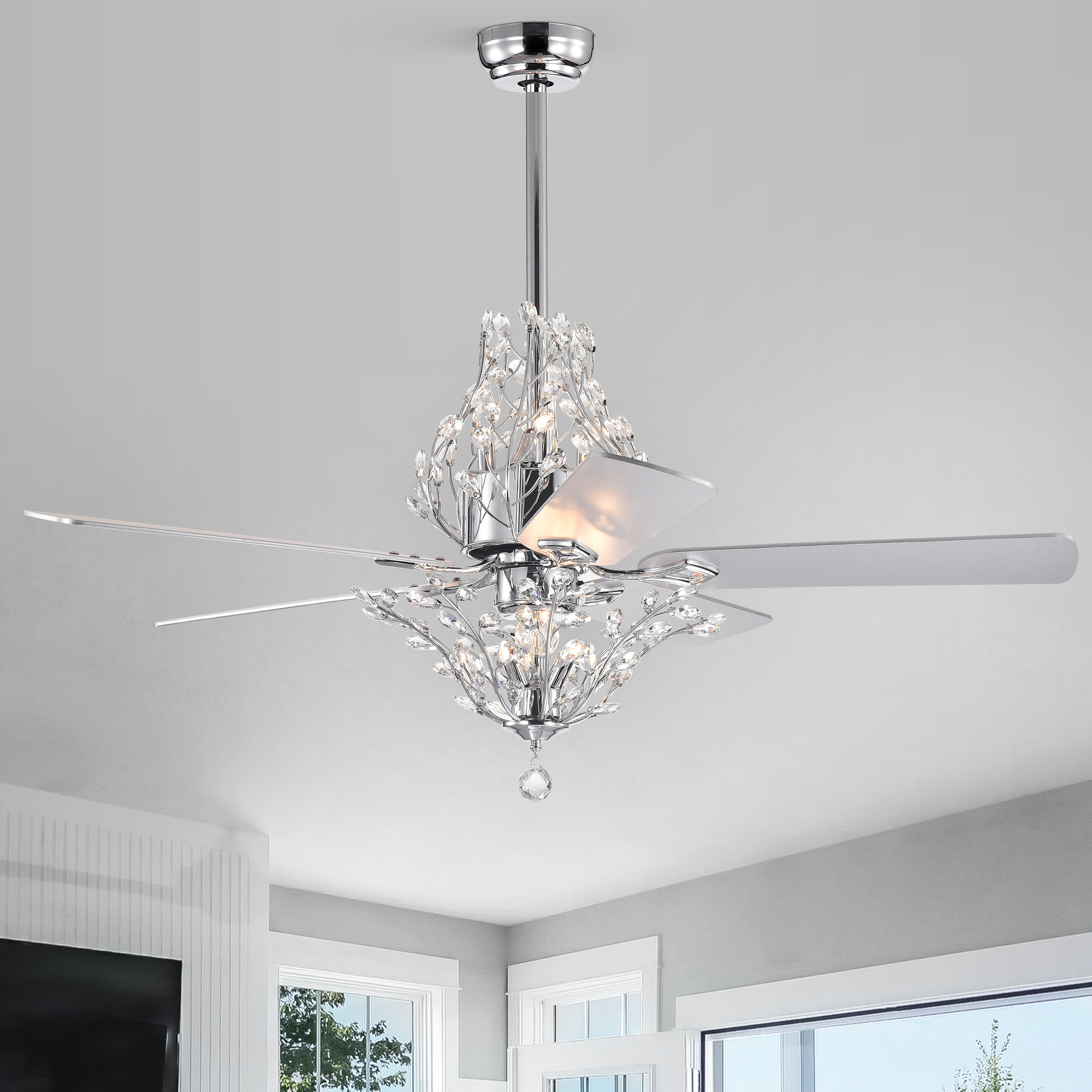 Treehouse Ny Cl6017remoch 52 Ophelia 5, How To Add Chandelier Ceiling Fan