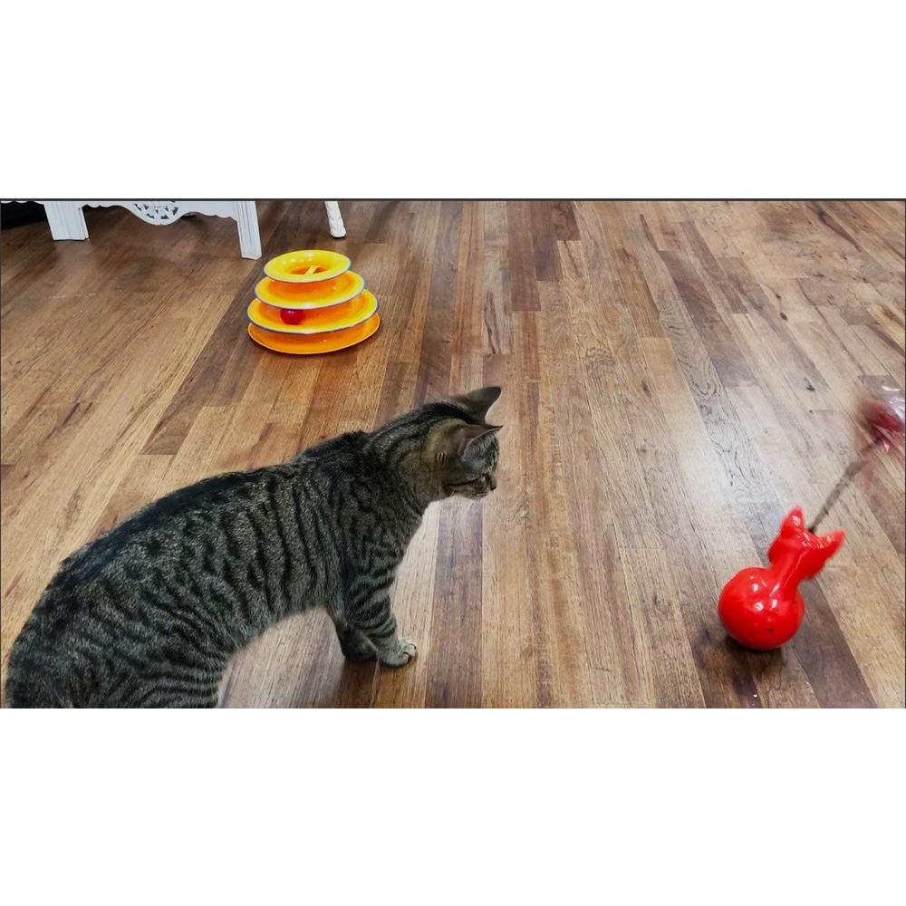 Penn-Plax DJ Whiskerz Cat Toy and Wireless Dancing Speaker – Comes with Catnip – USB Rechargeable – Red