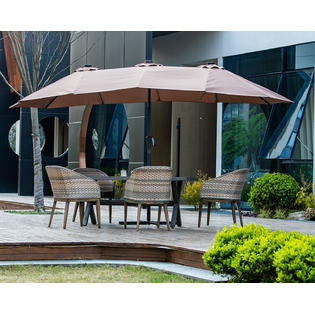 Ainfox Sa Ob Otu011 15ft Double Sided Patio Umbrella Led Lights Crank Fade Resistant Water Proof Oversize Outdoor Without Base