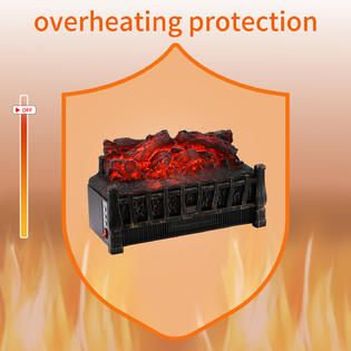 Ainfox HA-HT005 Small Electric Fireplace Heater Embedded Stove Heater Space  Heater With Remote Control Realistic Flame Effect 1500W Black