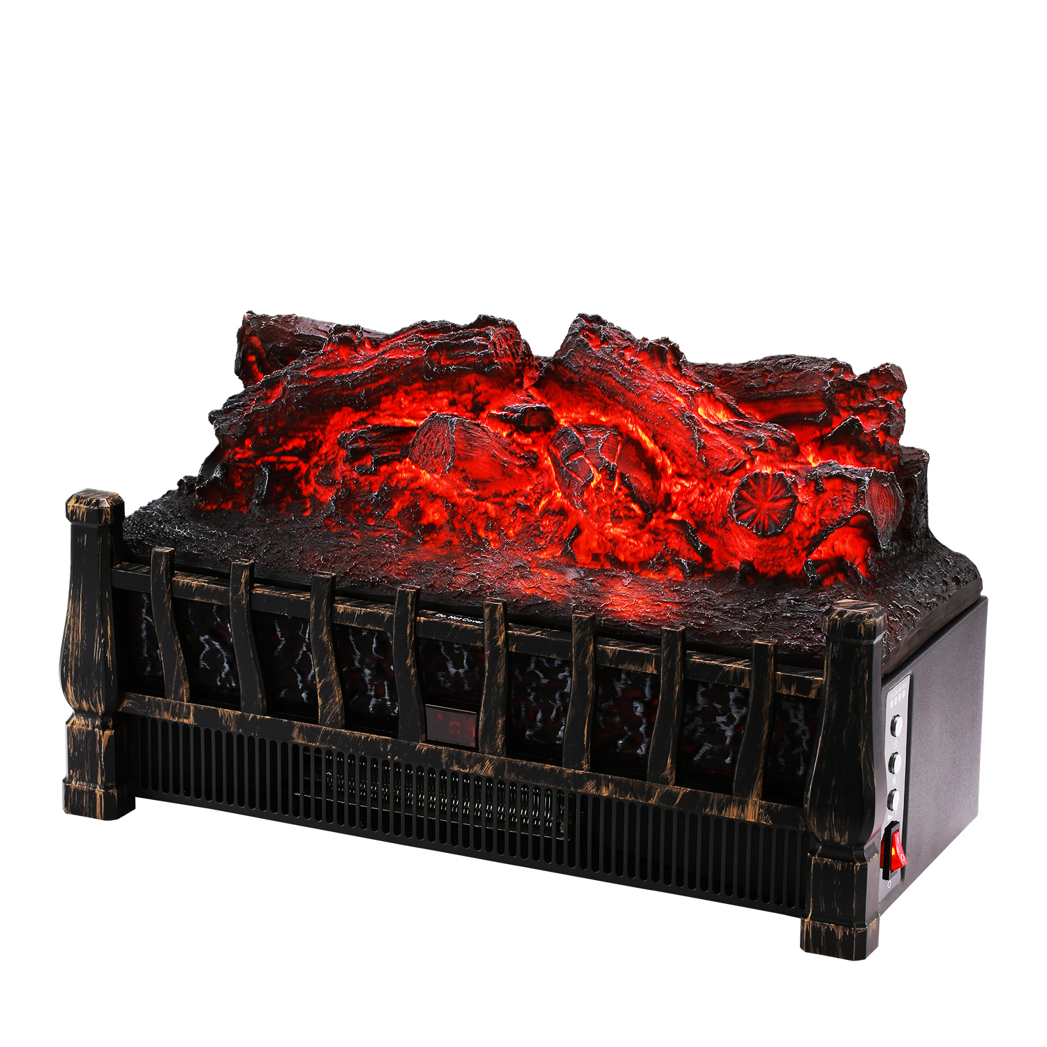 Ainfox HA-HT005 Small Electric Fireplace Heater Embedded Stove Heater Space  Heater With Remote Control Realistic Flame Effect 1500W Black