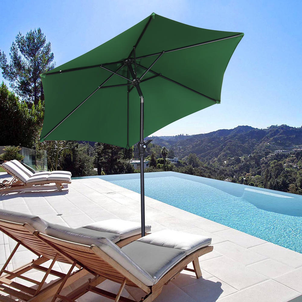 Ainfox 7.5FT Solar Patio Umbrella, Adjustable Outdoor Umbrella for Garden, Lawn, Backyard and Swimming Pool