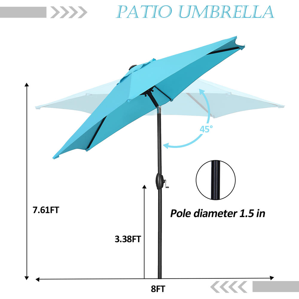 Ainfox 8 Foot Outdoor Patio Umbrella-Push-Button Tilt&Crank Patio Table Umbrella-Aluminum Pole