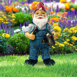 Foxleaf Premium Large Garden Gnome Statue - 12" Tall Outdoor Garden Decor For Patio Lawn Yard - Hand Painted