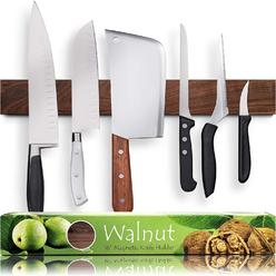 HMmagnets Premium 16 Inch Dark Walnut Wood Magnetic Knife Holder – Professional Wooden Magnetic Knife Strip - Space-Saving Knife Bar
