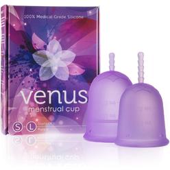 Venus Menstrual Cup Starter Kit for Beginners - FDA Registered & 100% Medical Grade Silicone – Made in USA – Sizes Small+Large