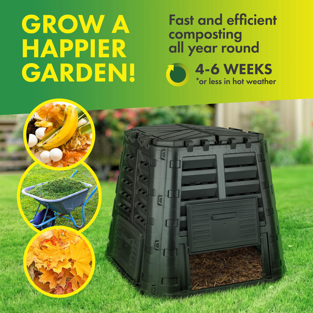 DF omer Garden Composter Bin Made from Recycled Plastic – 420 Liter Large Compost Bin to Fertilize Home Gardens by D.F. Omer