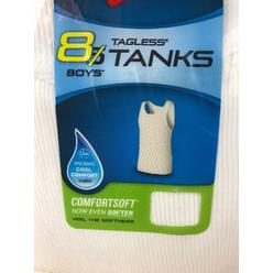Hanes B372N8 Boys' 100 Percent Cotton Tagless Tanks A-Shirts White L 8-Pack