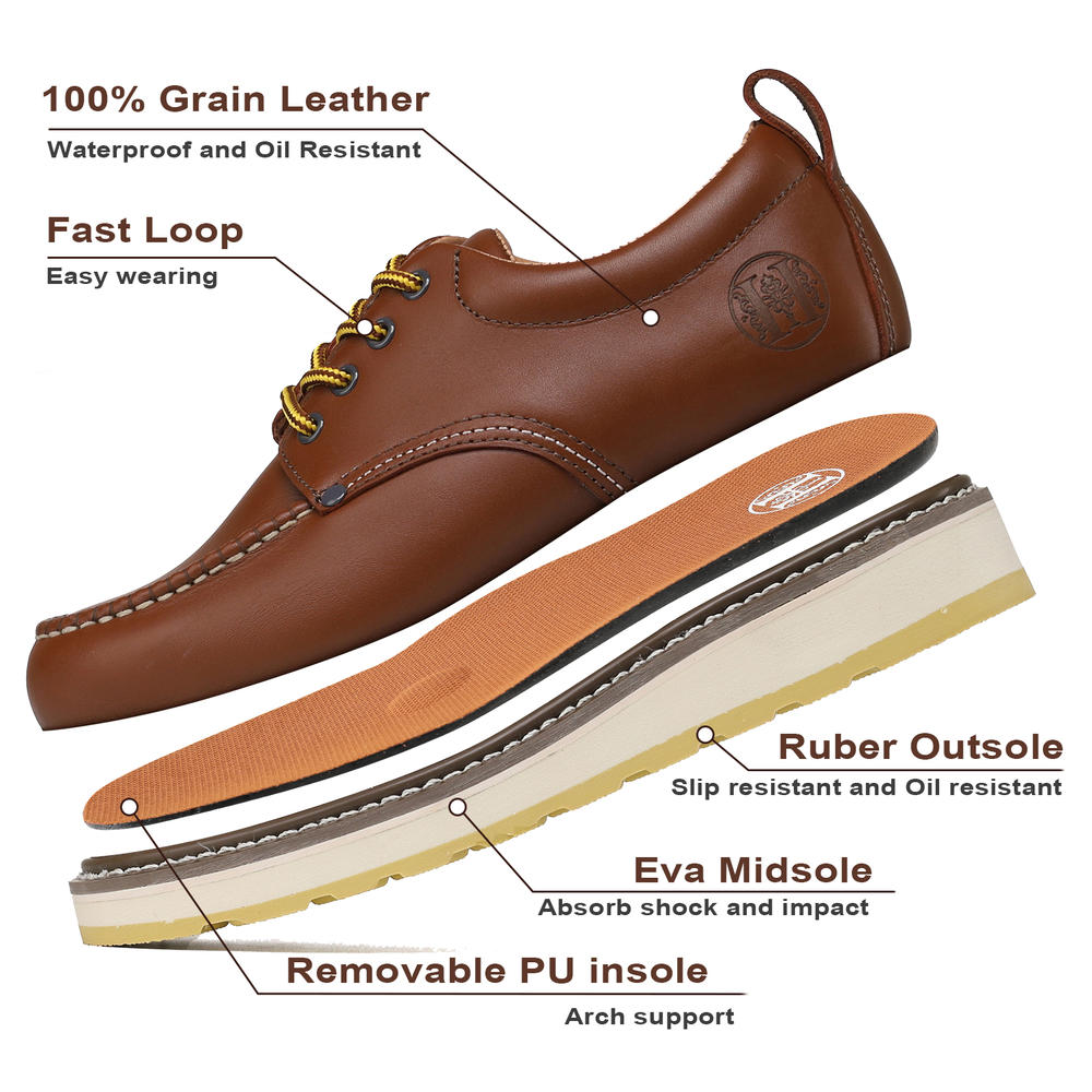 HANDMEN Mens 4 inch Height Mens Work Boots, Oil Resistant Slip Resistant Comfortable SureTrack Work Shoes Men Boots H82994