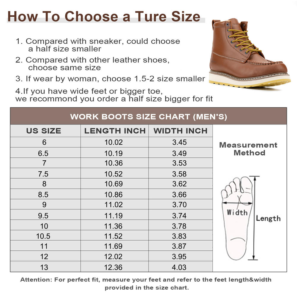 Handmen Men's 6 Inch Leather Slip Resistant Durability Soft Toe Water Resistant Work Boots- DH-84994