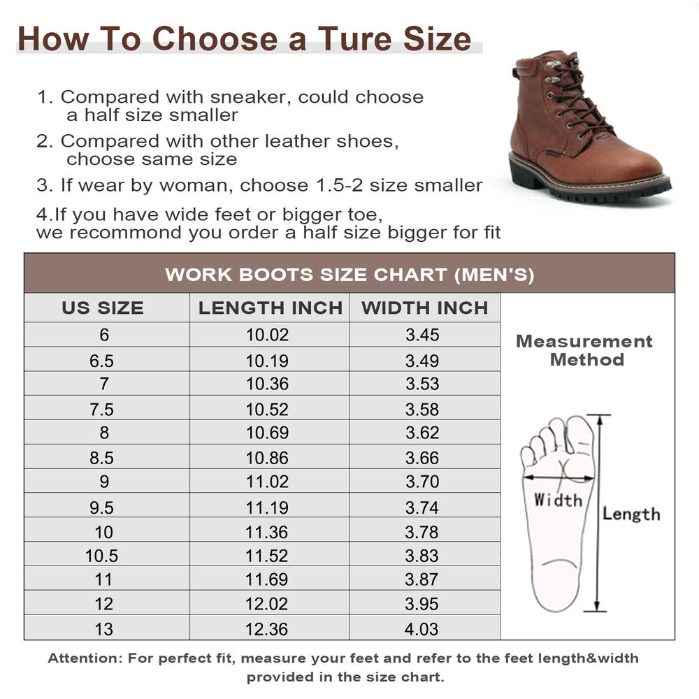 Handpoint  Men's 6" Soft Toe Slip Resistant Durable Breathable Work Boots Waterproof DH-84314