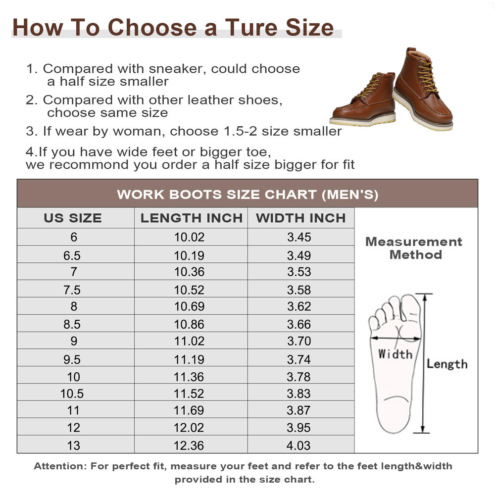 HANDMEN Mens 6 inch Full Grain Leather Slip Resistant Oil Resistant Durability Work Boots Mens Boots- H84994