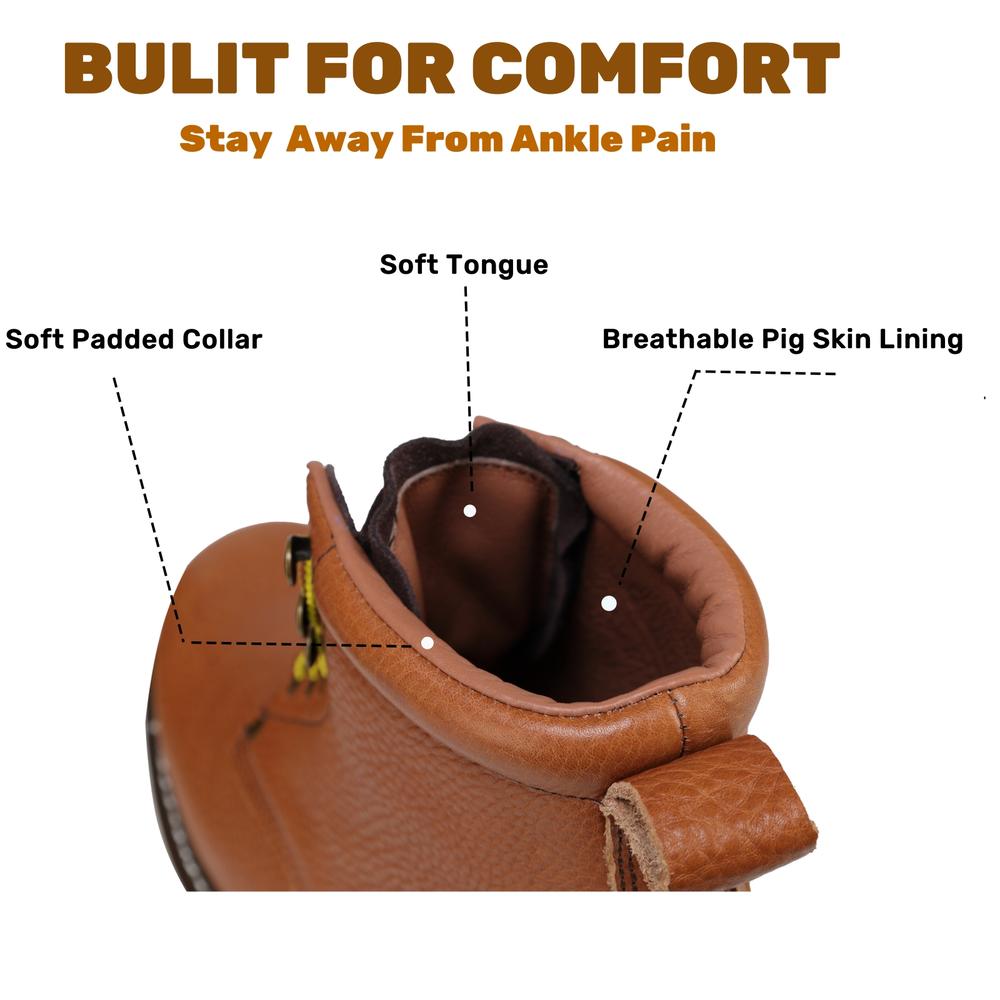 Hardcan 6" Men's work boots Soft Toe comfortable Tan Pitstop Leather