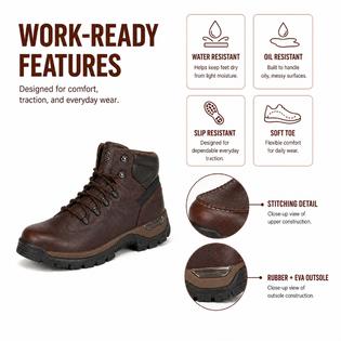 Diehkez DH-84315 Men's Soft Toe Work Boots, Brown Pitstop leather