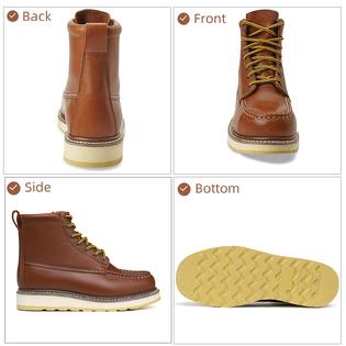 Diehkez DH-84994 Men's 6 Inch Soft Toe Work Boots, Brown full