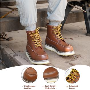 Diehkez DH-84994 Men's 6 Inch Soft Toe Work Boots, Brown full