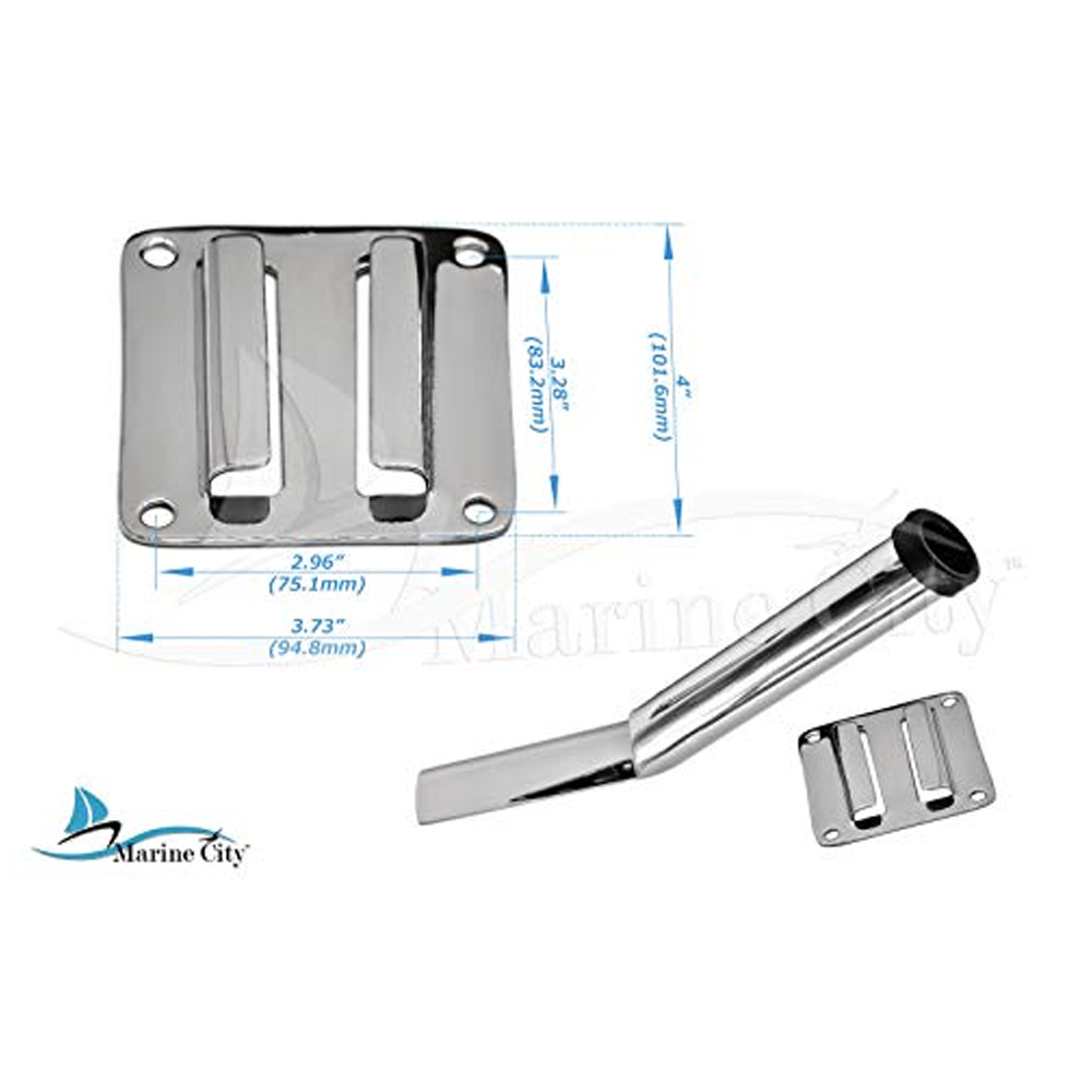 Marine City Extra Bracket Mounting Plate for Removable Stainless Steel Rod Holder for Boats