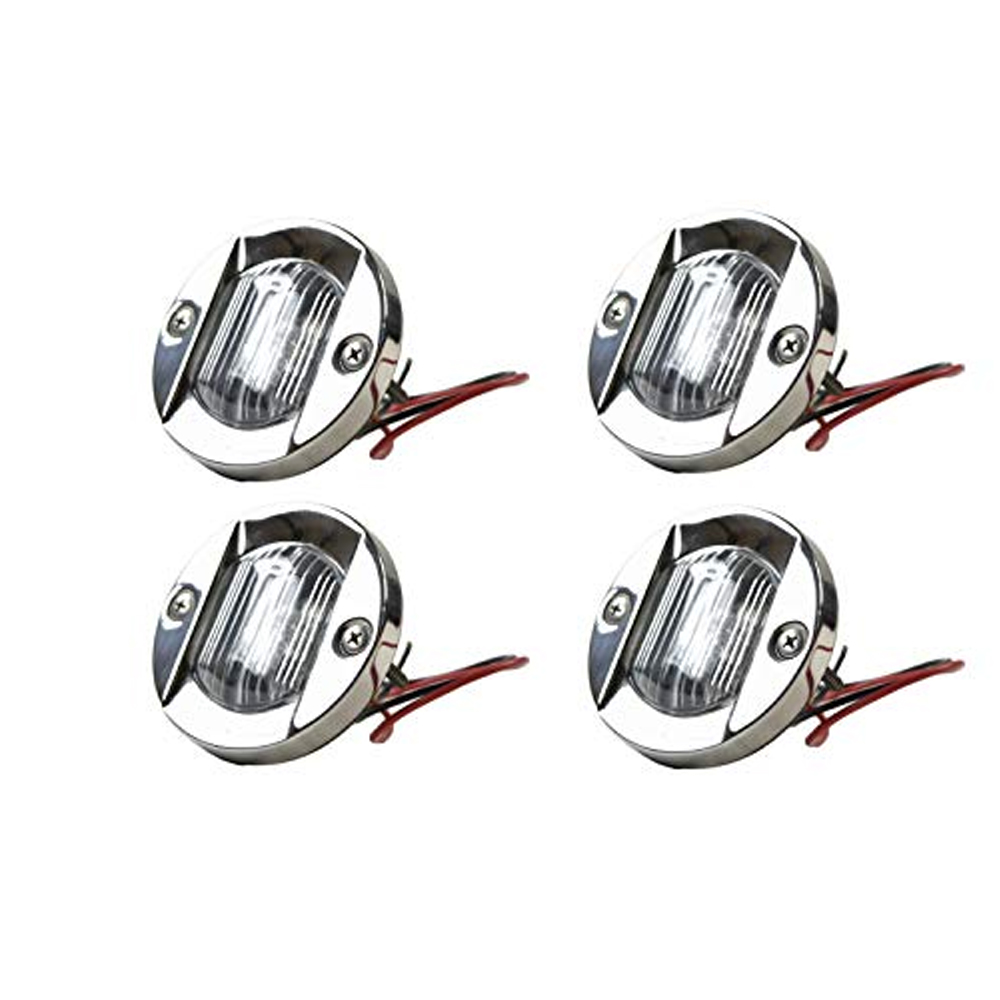 12V 18W 2pcs MARINE CITY Round Stainless-Steel Waterproof 3 Flush Mount Caution Red LED 