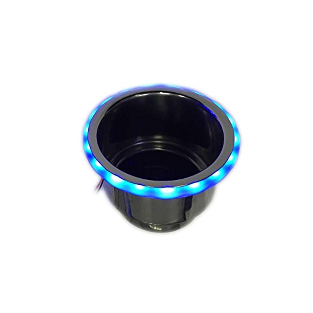 Marine City Blue LED Light Ring Stainless-Steel Cup Drink Holder with Drain (4 Pcs)