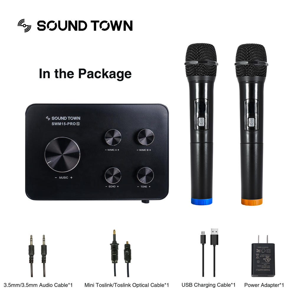 Sound Town Wireless Microphone Karaoke Mixer w/ HDMI ARC/Optical/AUX SWM15-PROS