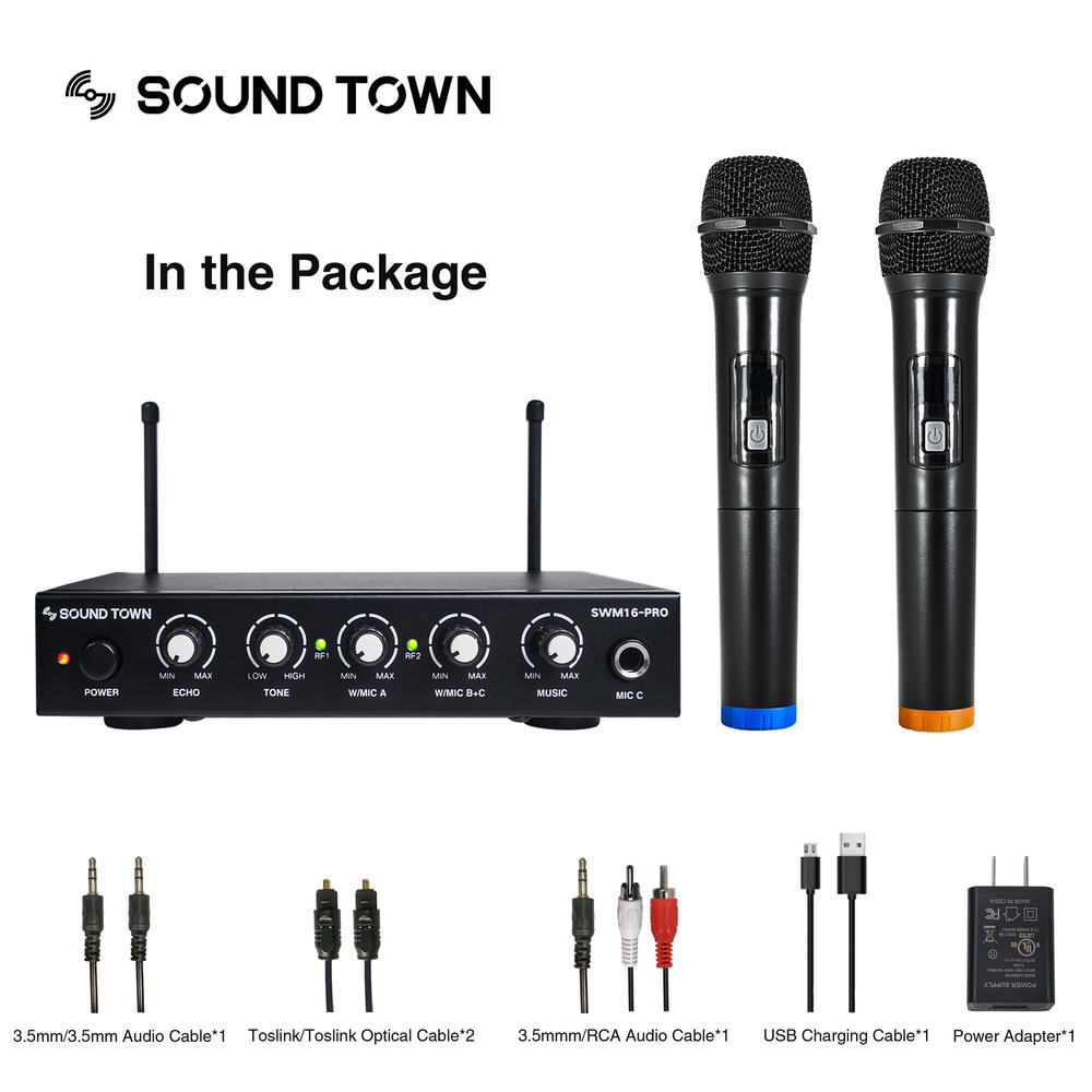 Sound Town Wireless Mic Karaoke Mixer w/ Optical(Toslink) AUX
