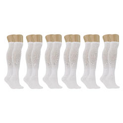 AWS/American Made White Diabetic Knee High Socks for Men with Full Cushioned Sole 6 Pairs