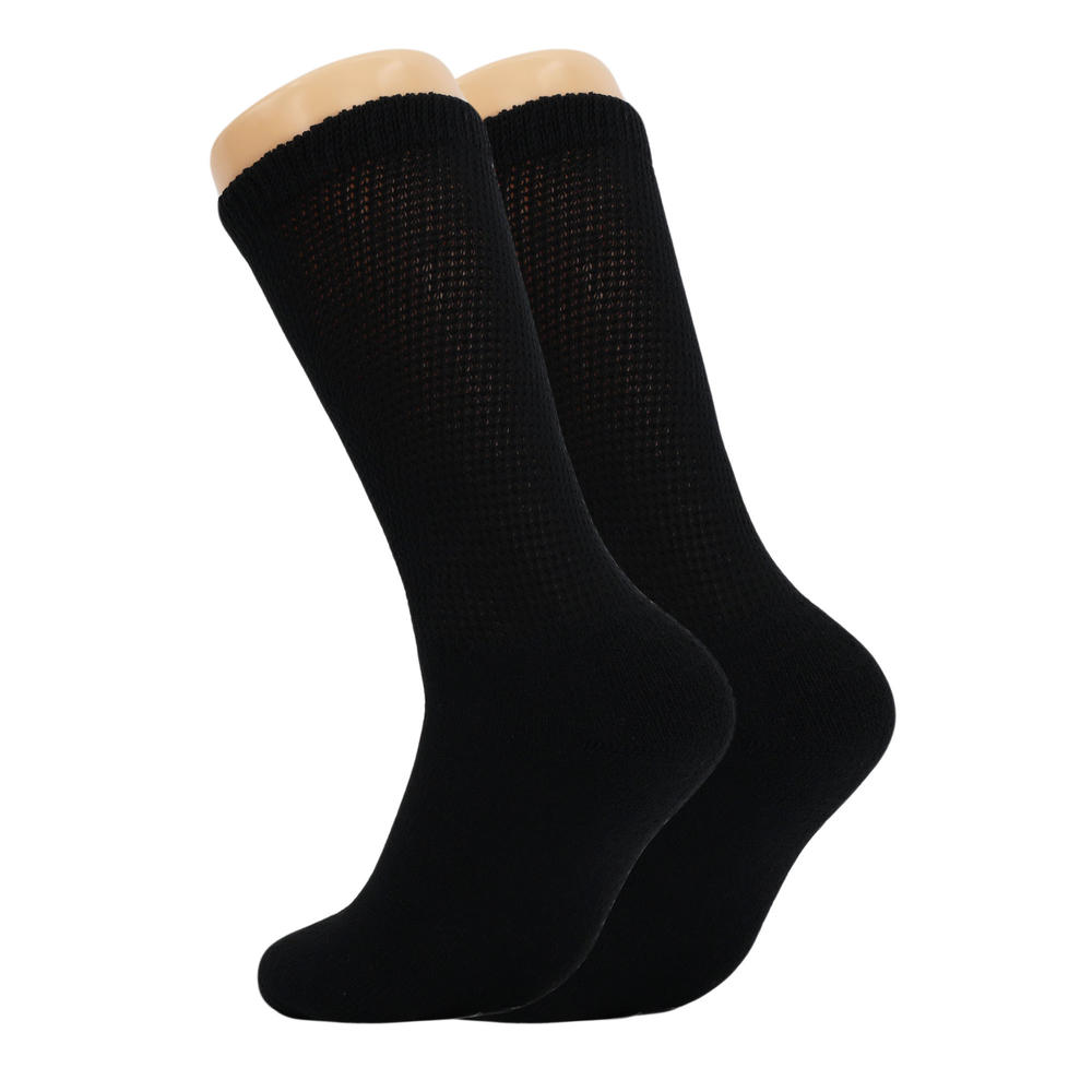 AWS/American Made Black Diabetic Crew Socks for Men with Full Cushioned ...