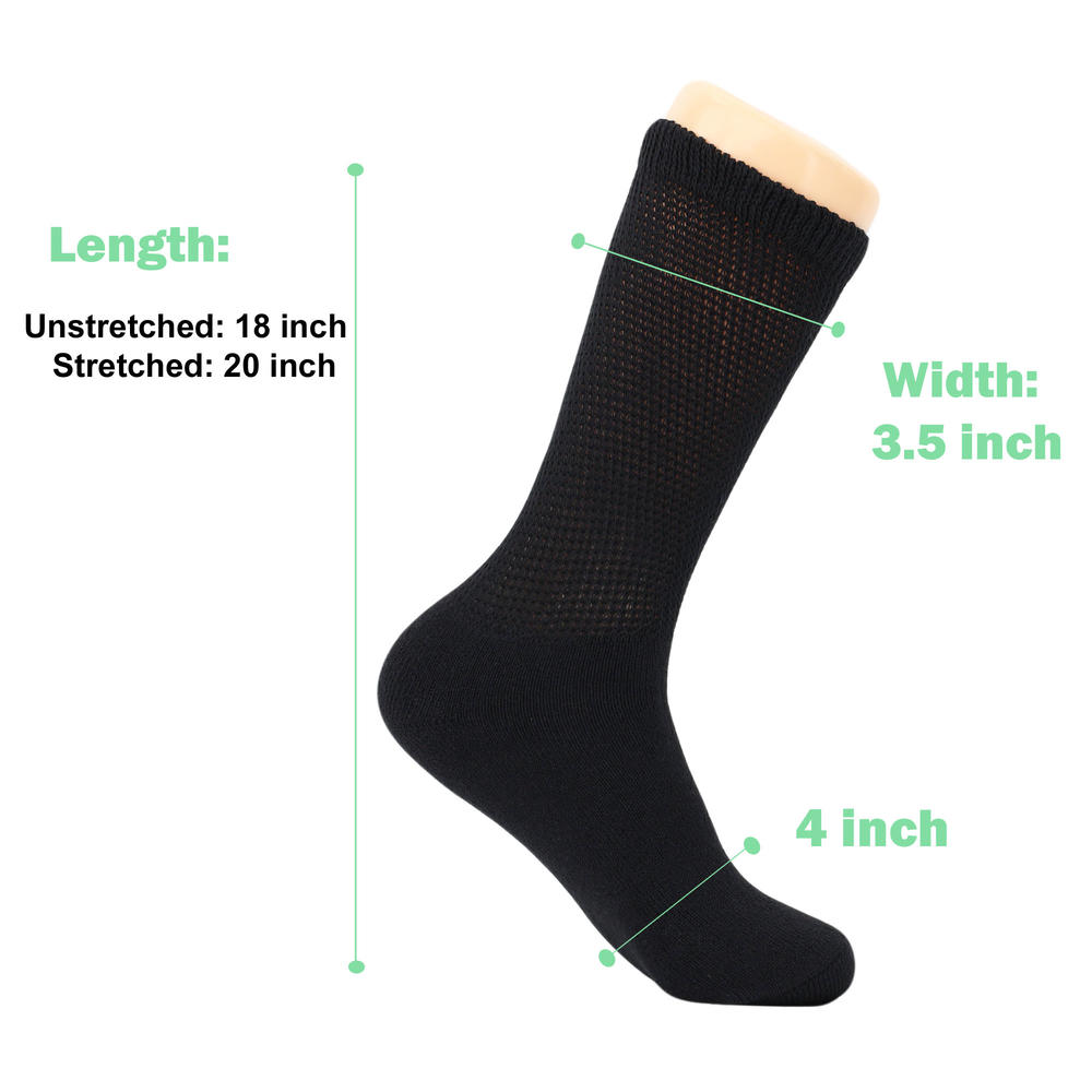 AWS/American Made Black Diabetic Crew Socks for Men with Full Cushioned ...