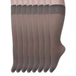 AWS/American Made Sheer Knee High Socks for Women 8 Pairs Stockings Stretchy Silk Socks