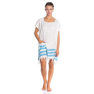 M.O.S Soft 100% Turkish Cotton Swimsuit Cover Up Dress for Women Short  Sleeve Beach Dress with