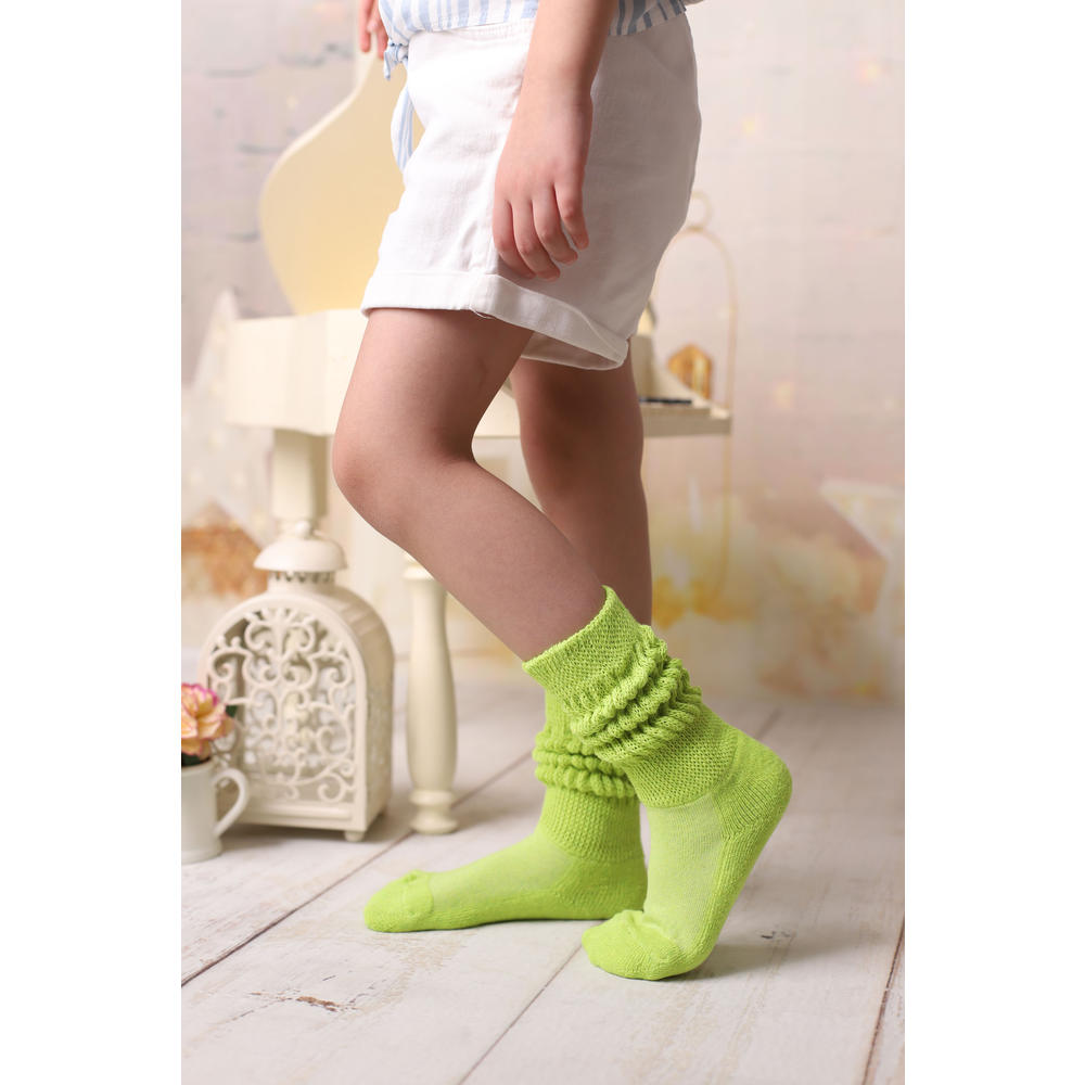 AWS/American Made Cotton Kids Long Socks Knee High Slouch Socks 6 Pairs 3-12 Years Old