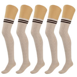 AWS/American Made 5 Pairs Over Knee Thigh Socks Knee-High Warm Stocking Women Boot Sock Leg Warmer High Socks