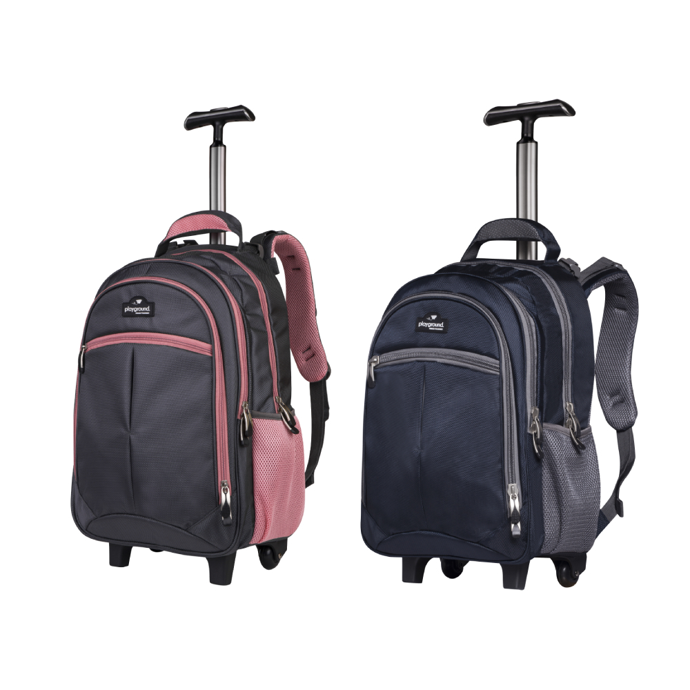 Volkano Rolling School and Work Travel Backpack Wheeled Bag fits 15.6 Inch Laptop [Gray/Pink] - Orthopaedic Trolley Series