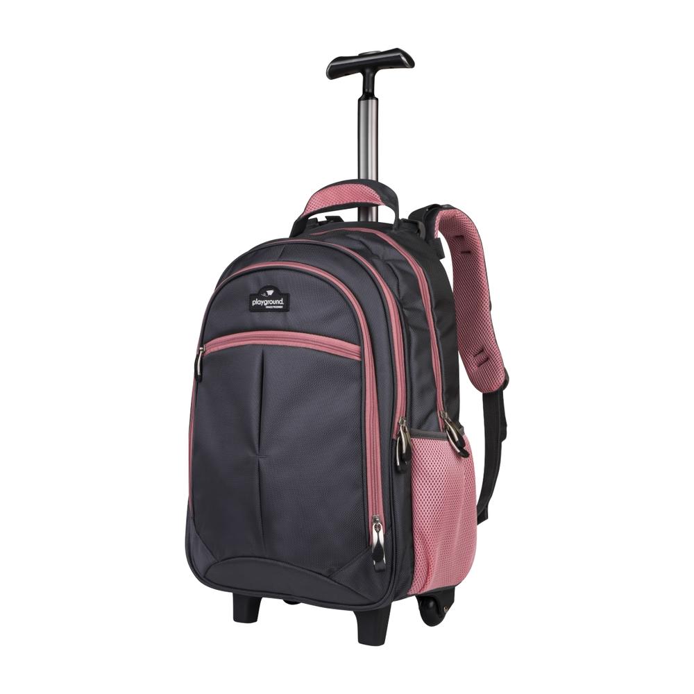 Volkano Rolling School and Work Travel Backpack Wheeled Bag fits 15.6 Inch Laptop [Gray/Pink] - Orthopaedic Trolley Series