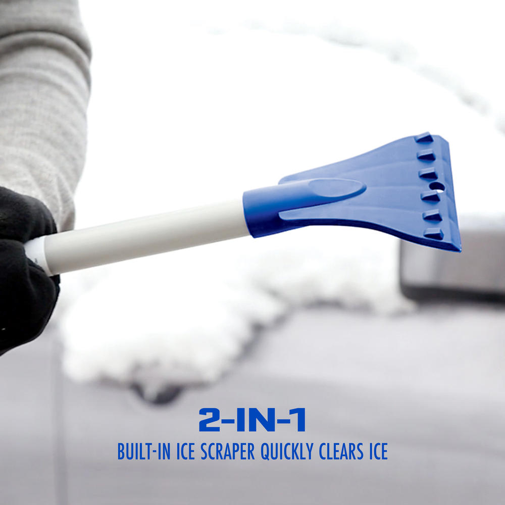 Snow Joe Snow Broom W/ Ice Scraper and Telescoping Handle | 18" x 7" Foam Head
