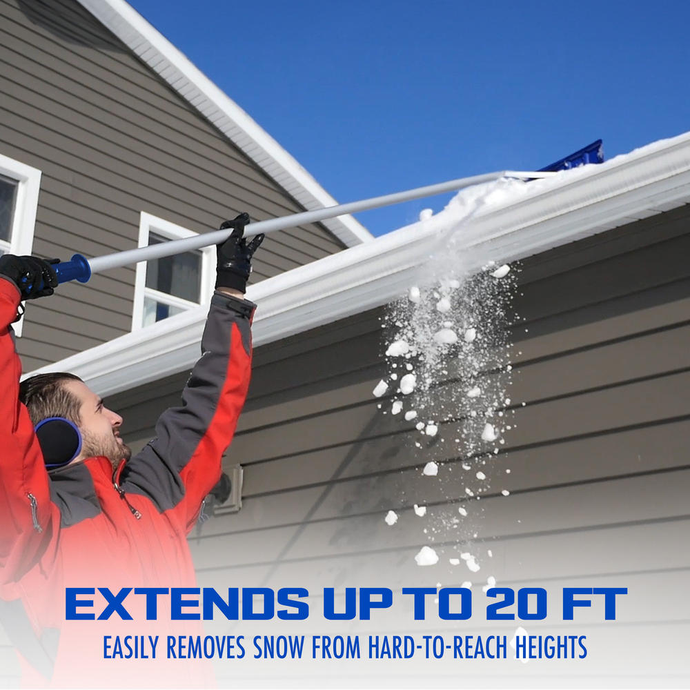 Snow Joe 20-Foot Extendable Scratch Free Aluminum Snow Shovel Roof Rake