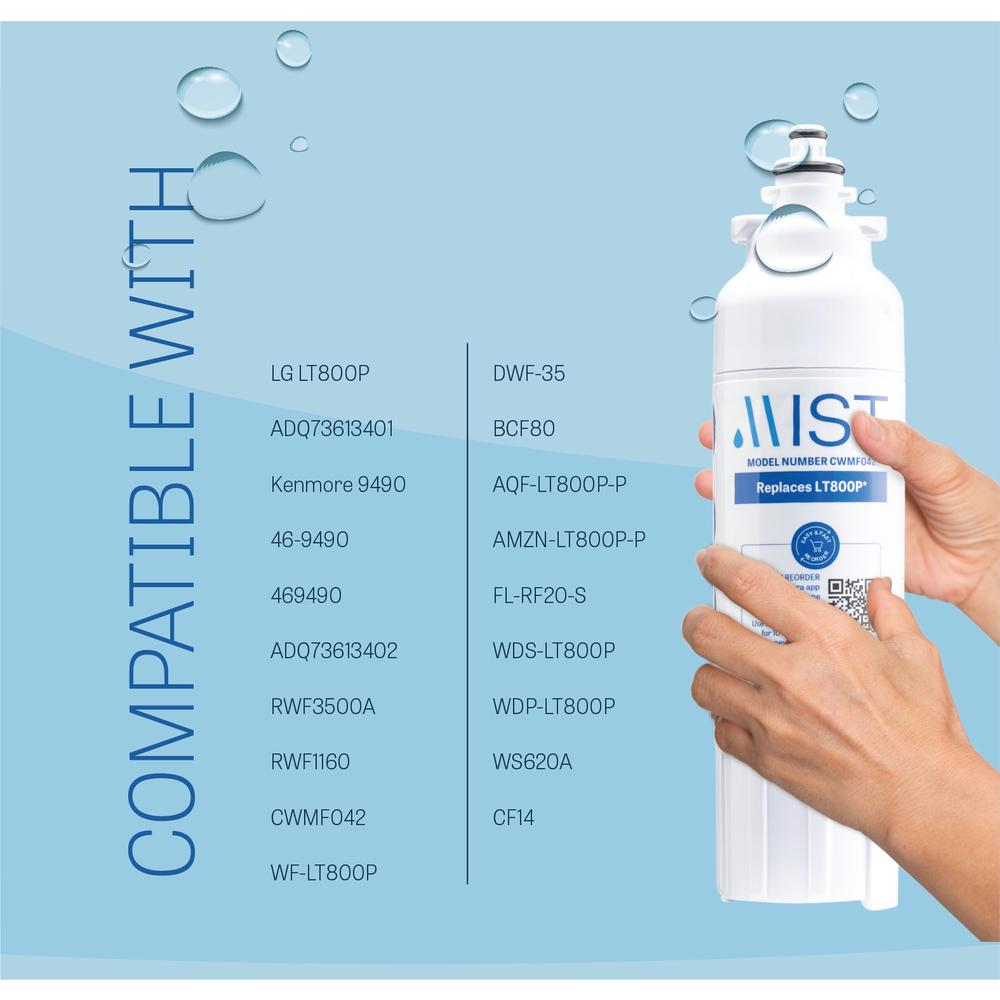 MIST LG ADQ73613401 Water Filter Replacement, Compatible With LT800P