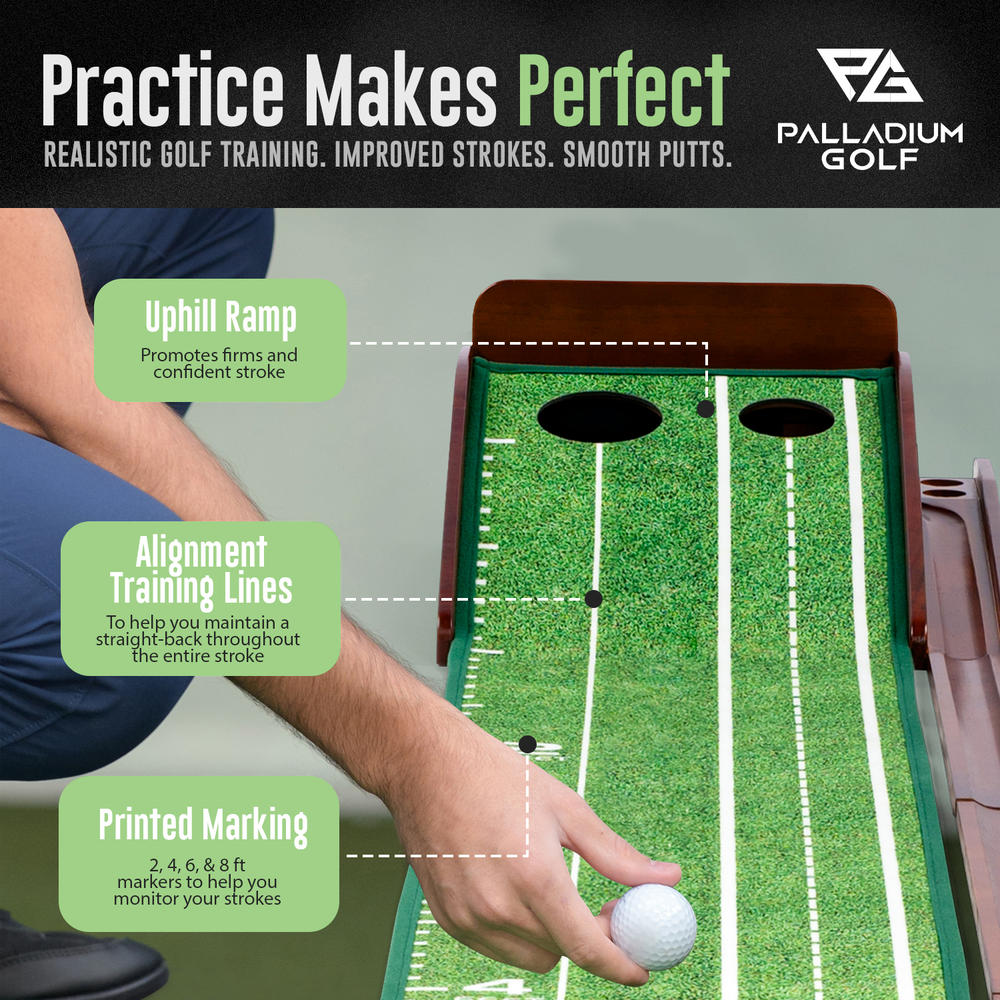 Palladium Golf Putting Mat - Indoor Golf Putting Green for Home or in The Office, with 1/2 Hole Training.